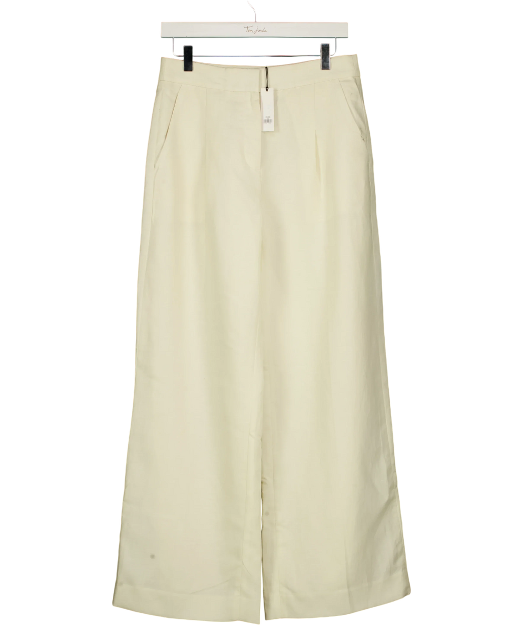 banana republic Cream Lena Wide-Leg Linen-Blend Trousres, size UK 8 — front
