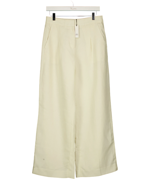 banana republic Cream Lena Wide-Leg Linen-Blend Trousres, size UK 8 — front