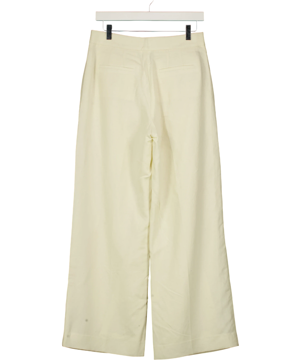 banana republic Cream Lena Wide-Leg Linen-Blend Trousres, size UK 8 — back