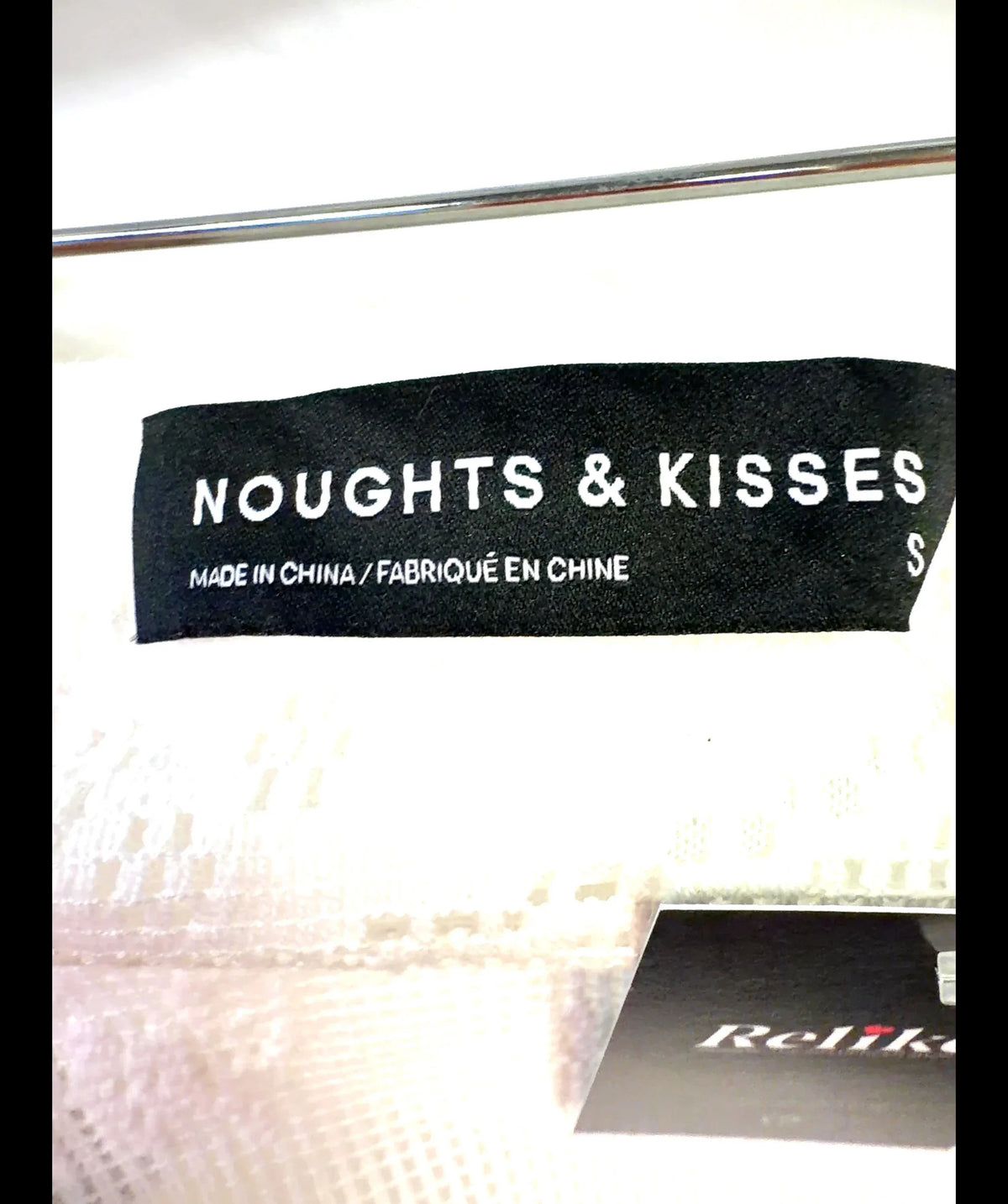 Noughts & Kisses White lace knit mini skirt co-ord, size UK S — label