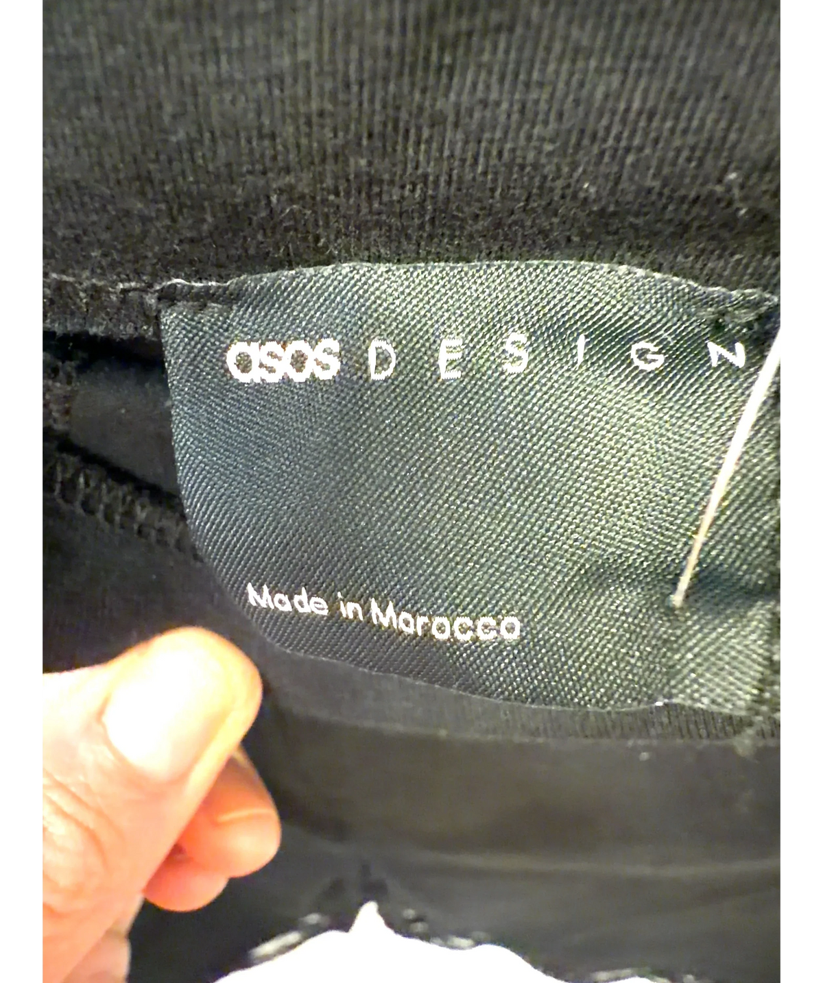 ASOS Black mini skirt with side split with lace in black, size UK XS — detail