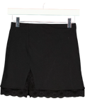 ASOS Black mini skirt with side split with lace in black, size UK XS — front