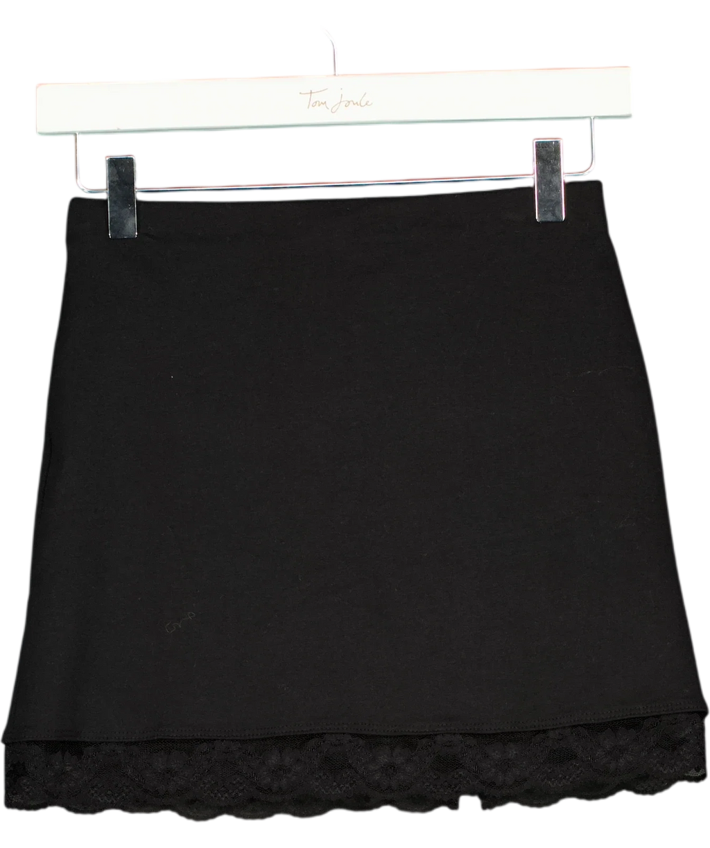 ASOS Black mini skirt with side split with lace in black, size UK XS — back