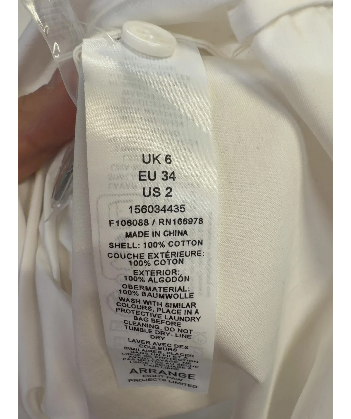 ARRANGE White Colour, size UK 6 — care label