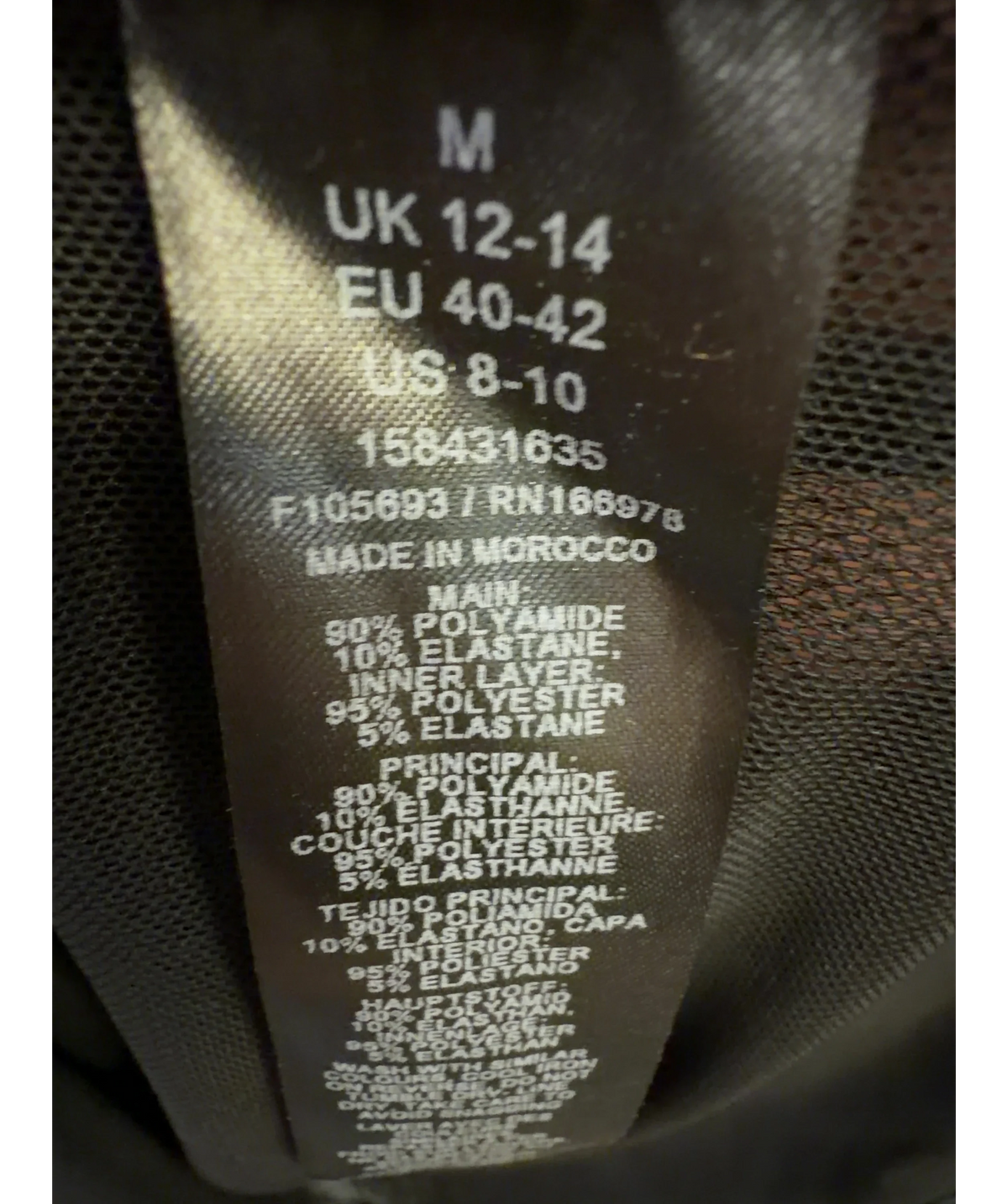 ASOS Black Colour, size UK M — label