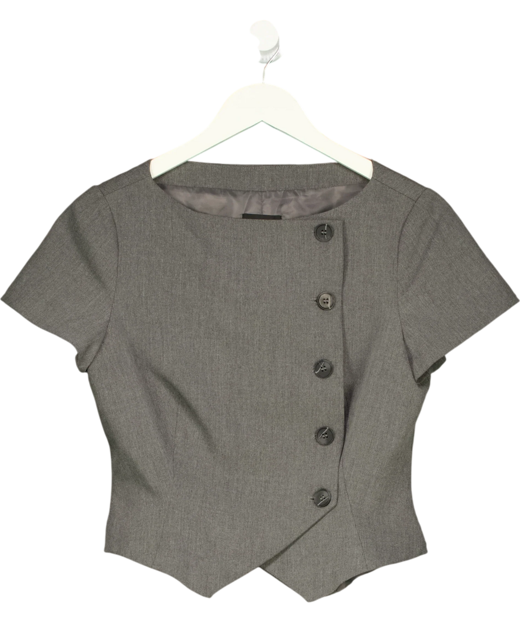 ASOS Grey wrap front tailored top, size UK 10 — front