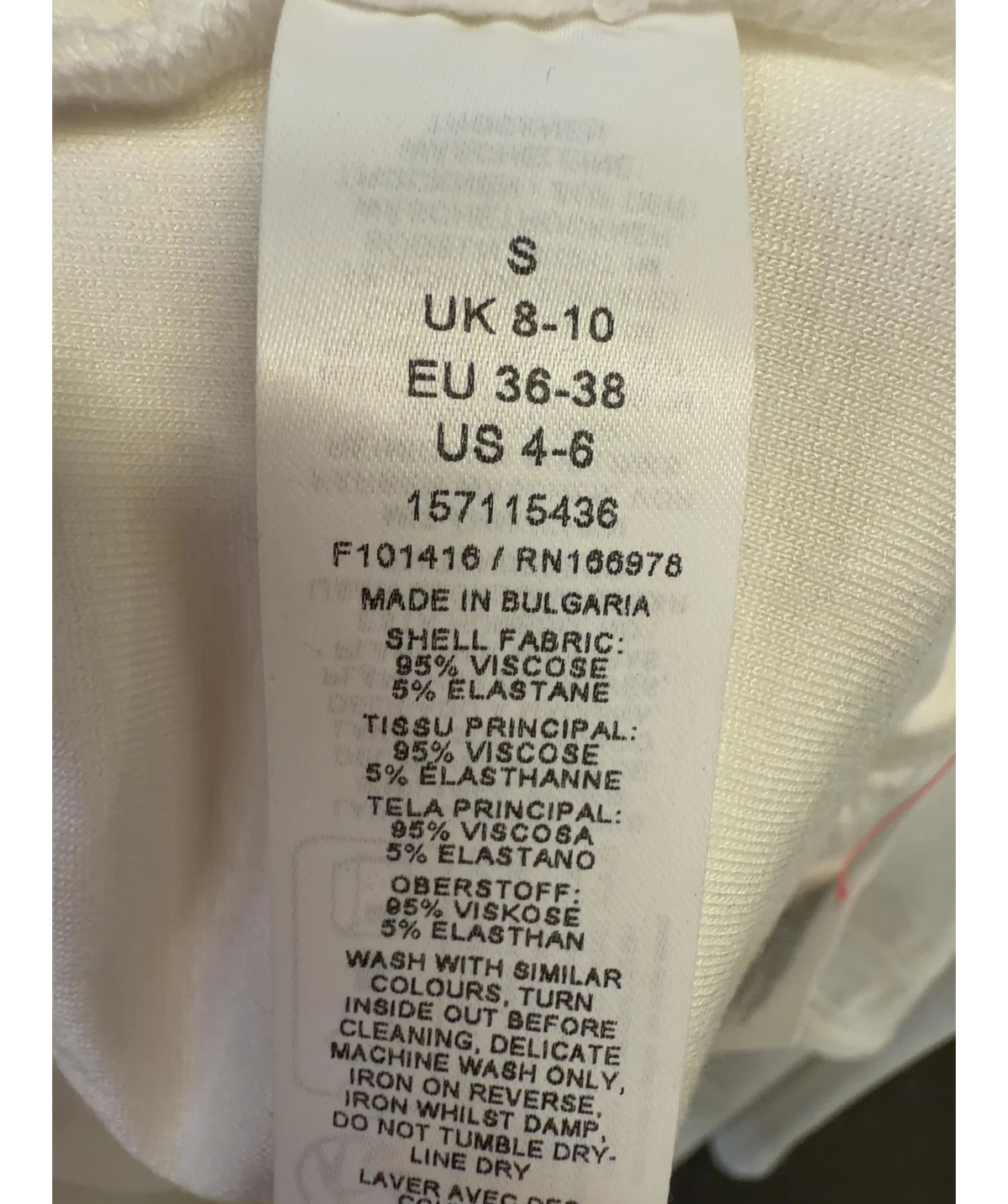ASOS White Colour, size UK S — label