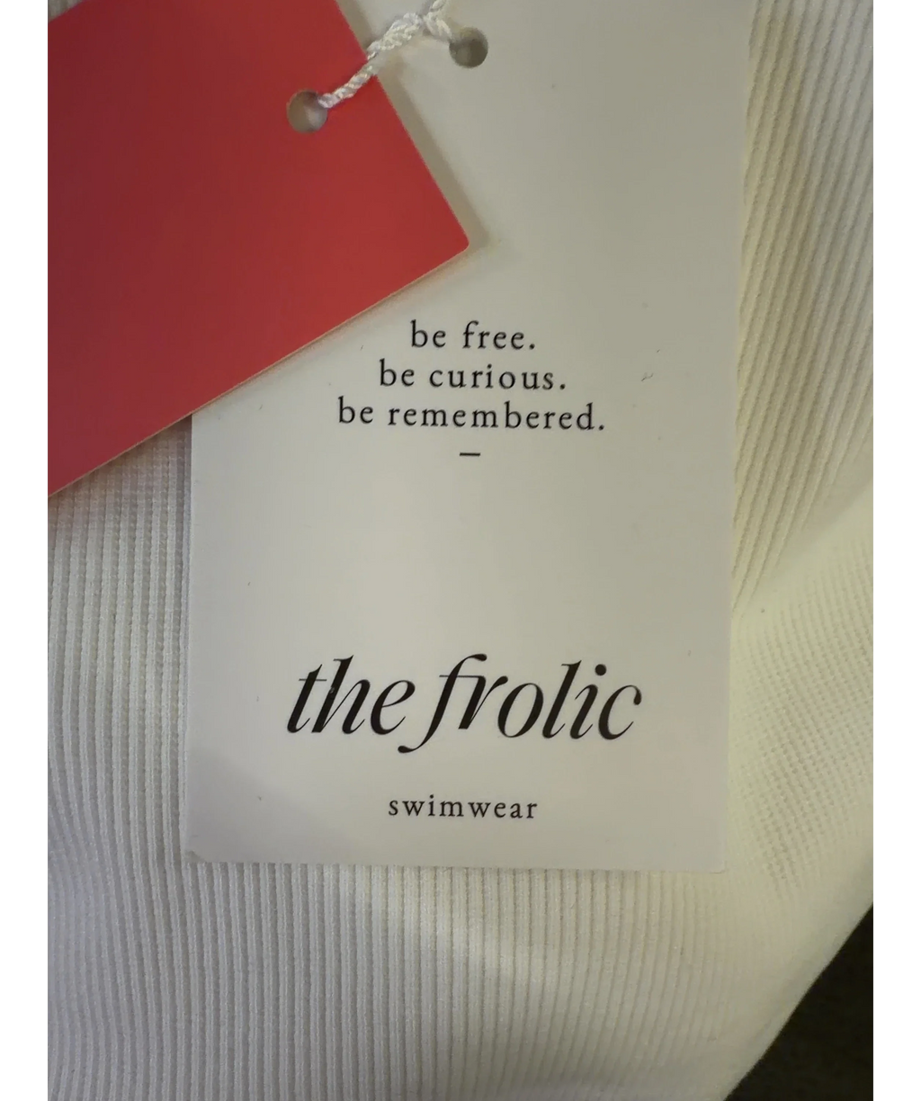 The Frolic White exclusive cotton rich bead flower front vest top, size UK 8 — detail