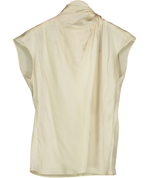Veronica Beard Silk  Ecru Dotted Cap-Sleeve Top US 4 UK 8