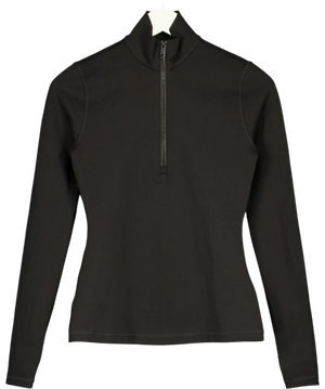 BURBERRY Black Logo Detail Stretch Jersey Turtleneck Top UK S