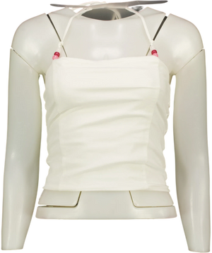 Mango Beaded Halter Top White UK S