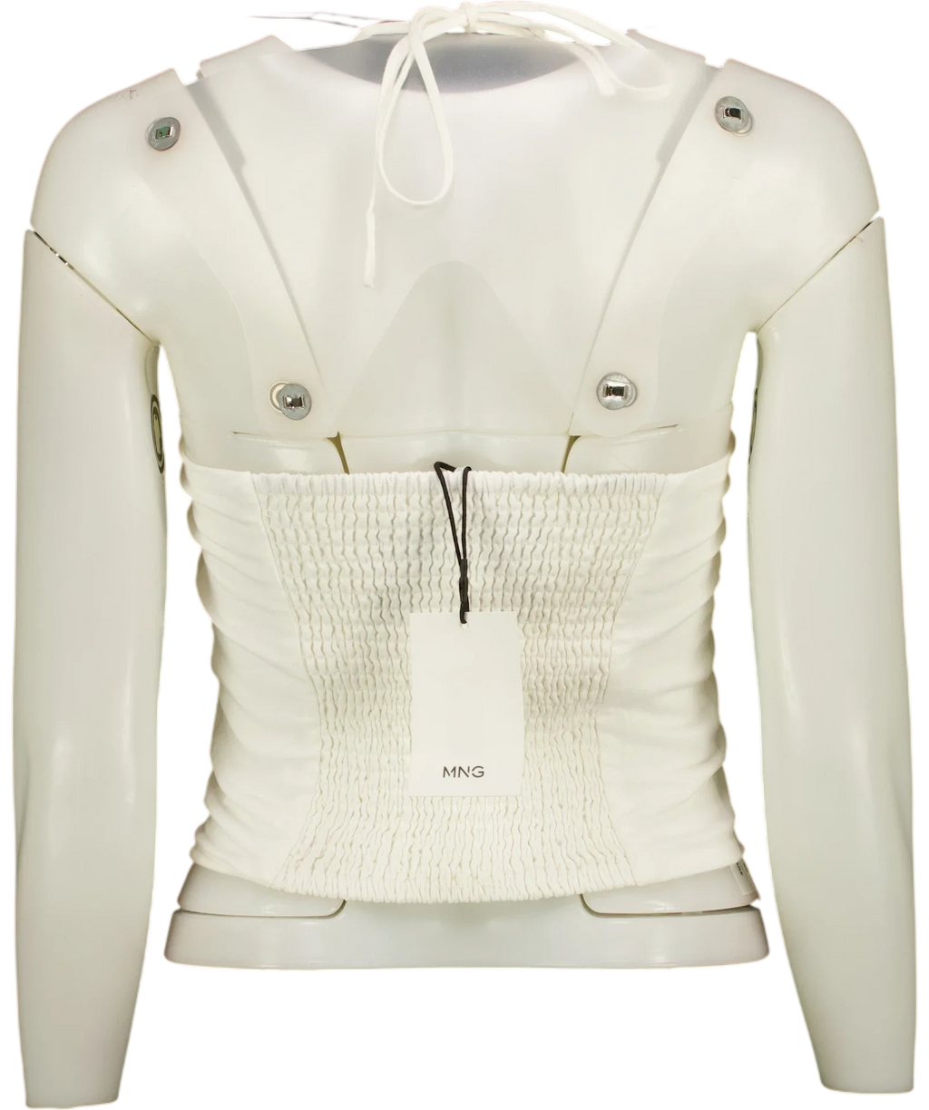 MANGO White Beaded Halter Top, size UK S — back