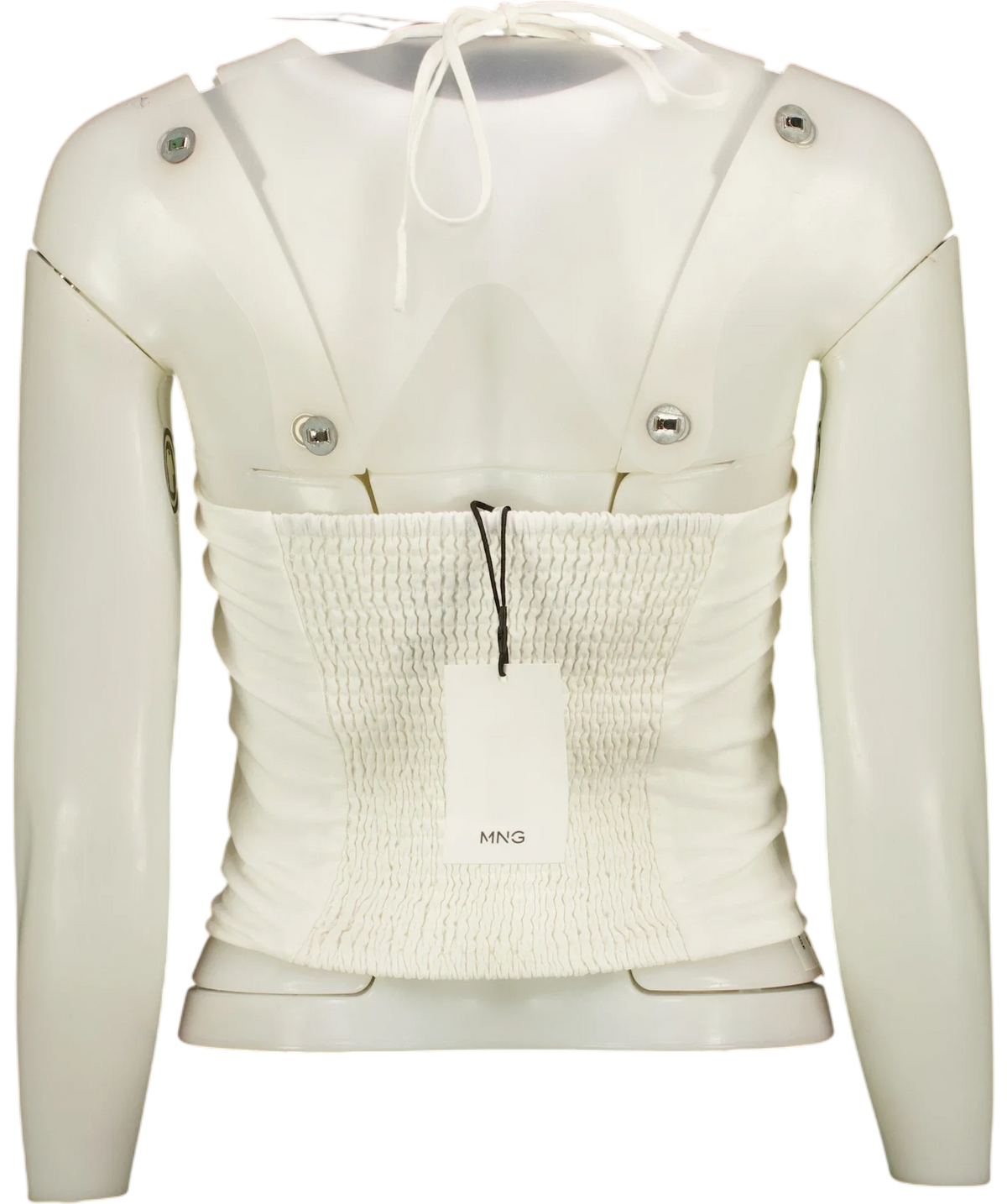 MANGO White Beaded Halter Top, size UK S — back