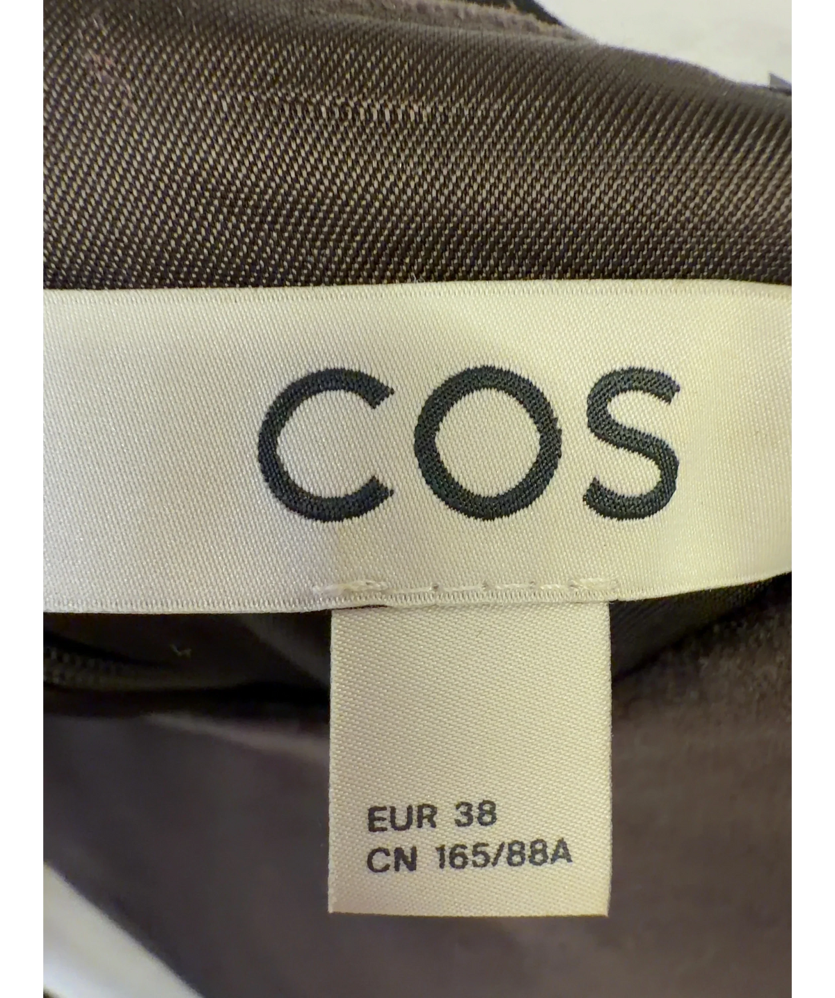 cos Brown Asymmetric Velvet Top, size UK 10 — detail