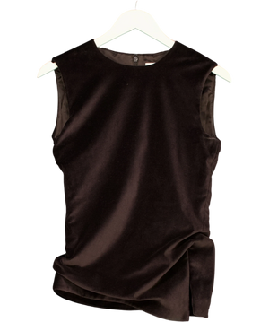 Cos Asymmetric Velvet Top Brown UK 10