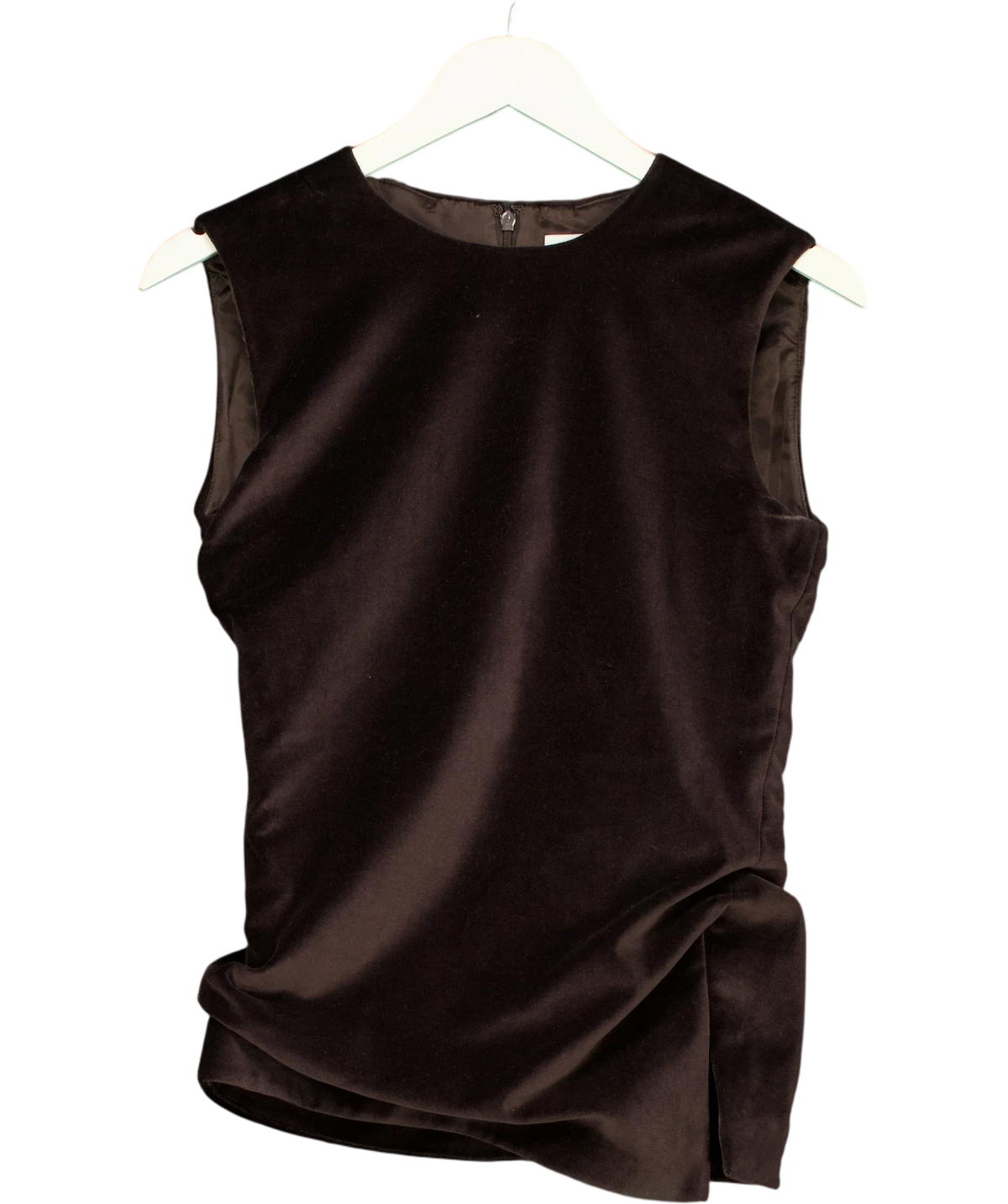 cos Brown Asymmetric Velvet Top, size UK 10 — front