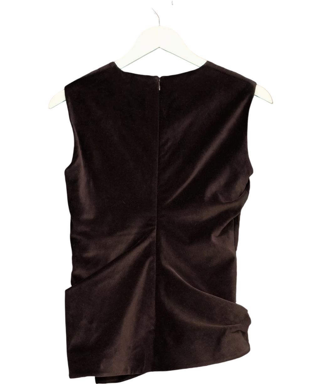 cos Brown Asymmetric Velvet Top, size UK 10 — back