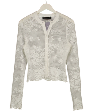 Noughts & Kisses White Sheer Crochet Cardigan UK S