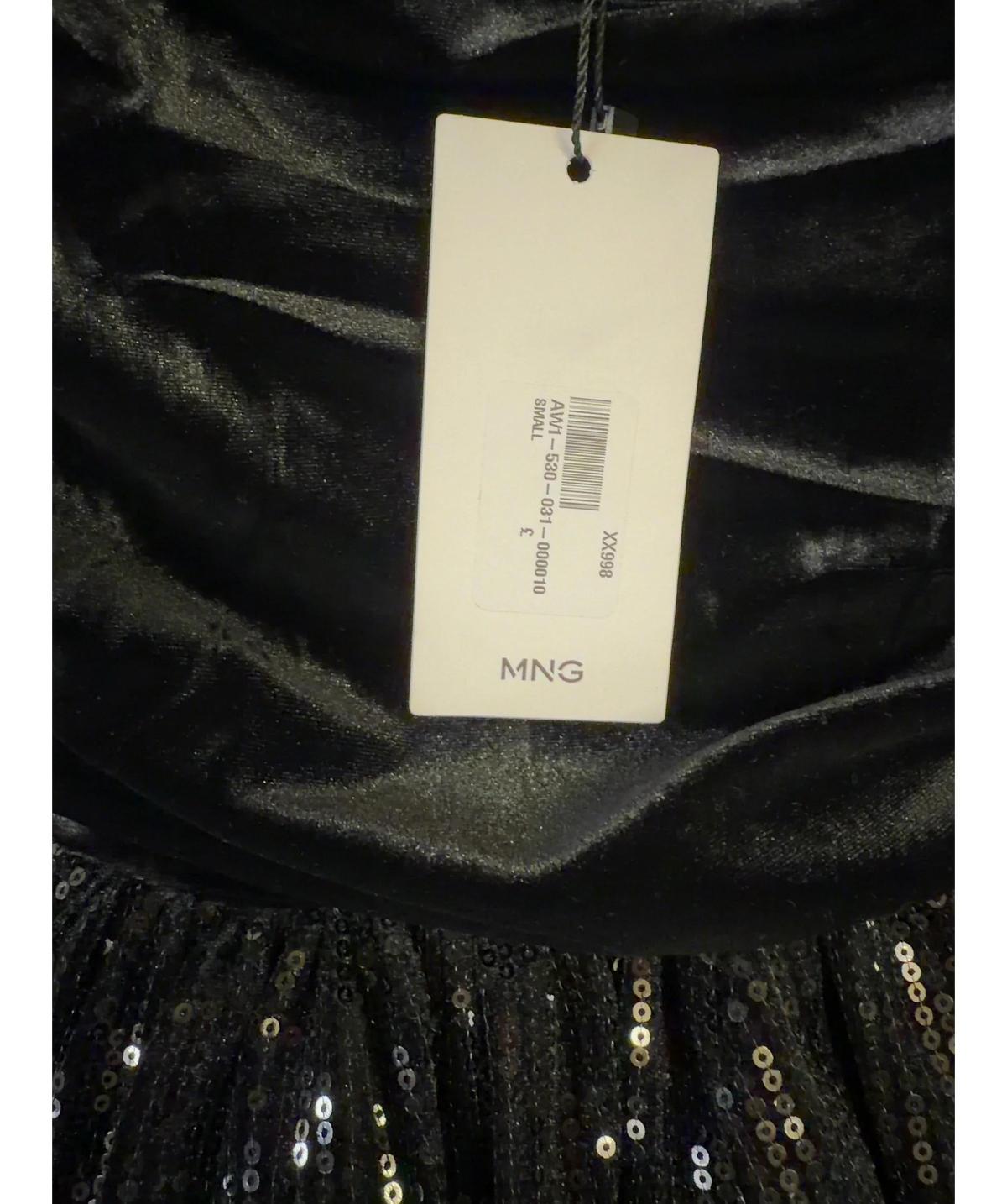 MANGO Black TOP 206XPEPLUM, size UK S — detail