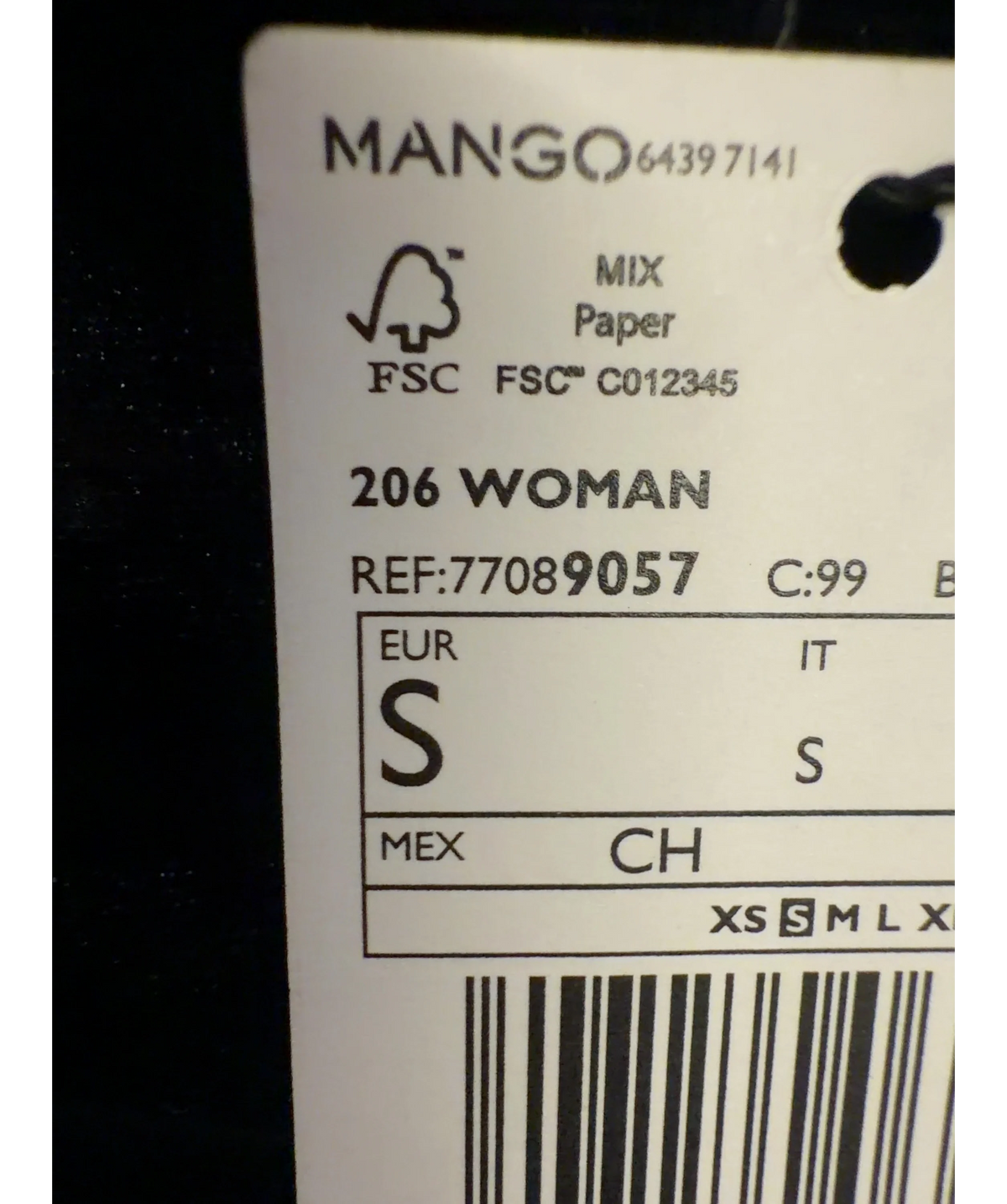 MANGO Black TOP 206XPEPLUM, size UK S — label