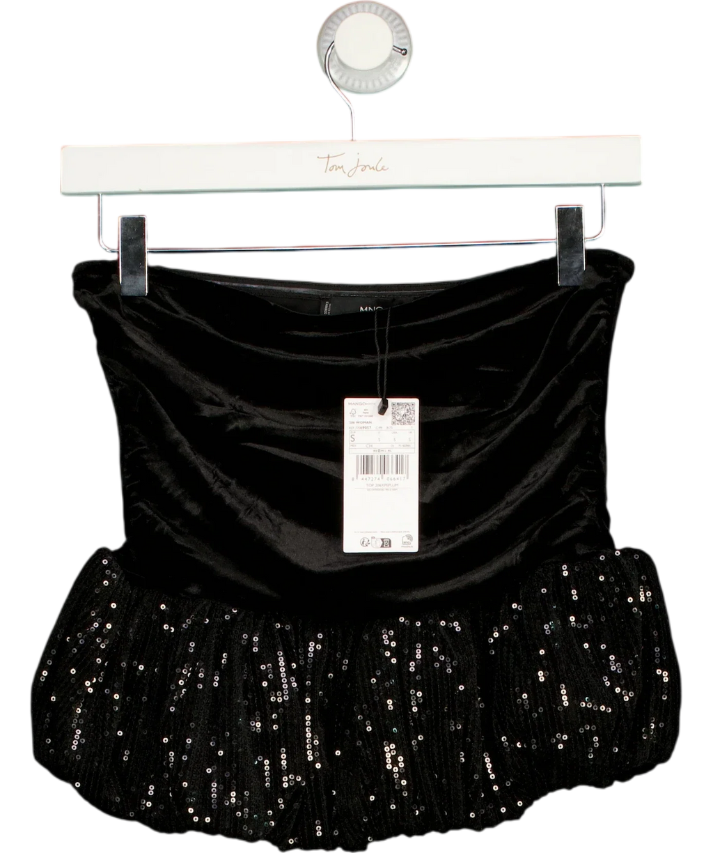 MANGO Black TOP 206XPEPLUM, size UK S — front