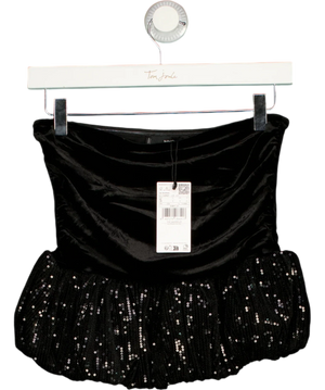Mango TOP 206XPEPLUM Black Velvet Peplum Top UK S