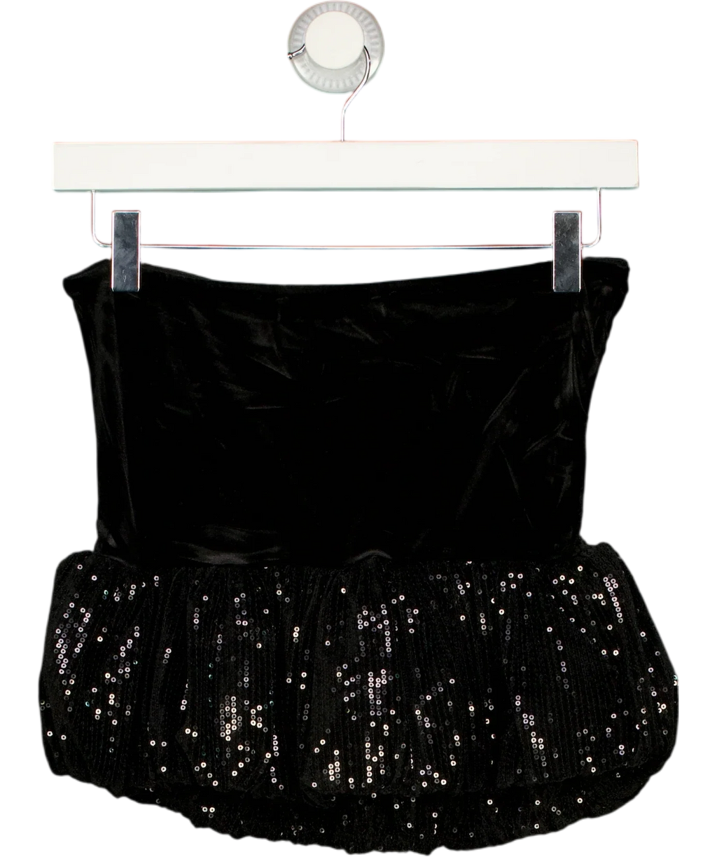MANGO Black TOP 206XPEPLUM, size UK S — back