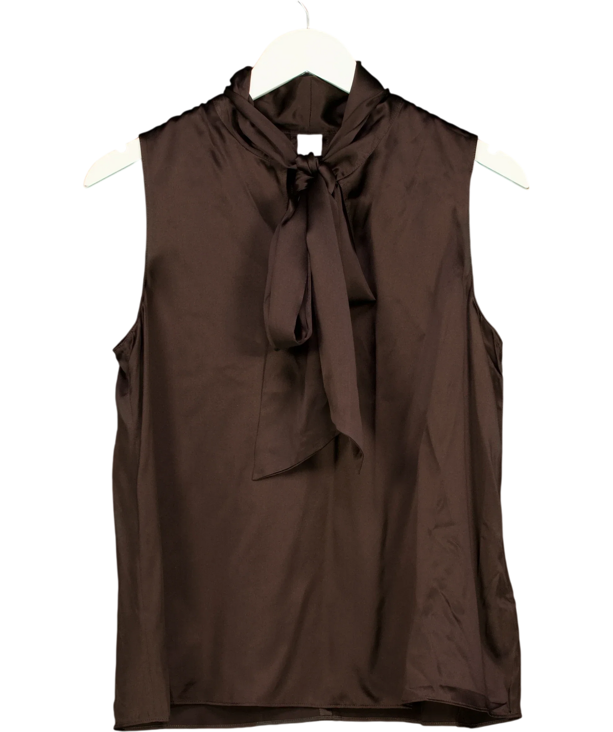 banana republic Brown Brown Silk Tie Neck Top, size UK S — back