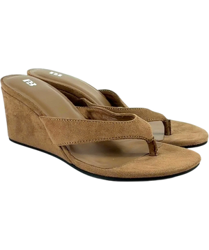 Pull&Bear Beige Suede Wedge Sandals UK 4