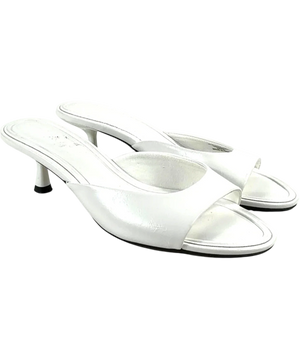 ASOS Hyper Kitten Heeled Mules White And Brown UK 3