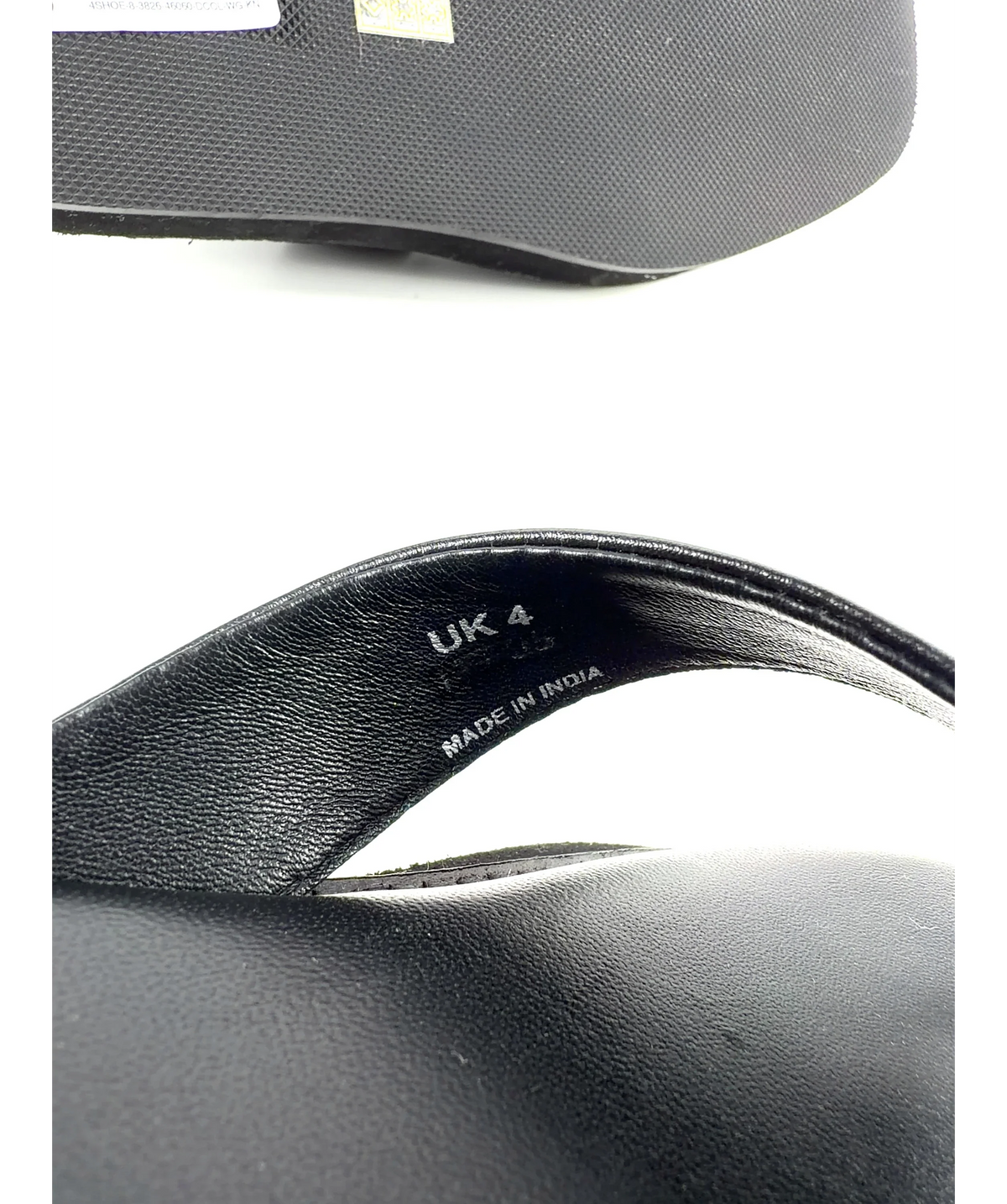 WALK London Black Berlin Toe Post, size UK 4 EU 37 👠 — fabric detail