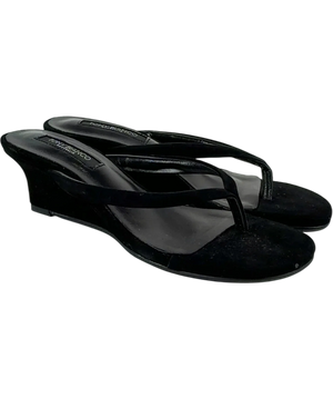 Tony Bianco Edgy Suede Thong Wedge Sandals Black UK 4