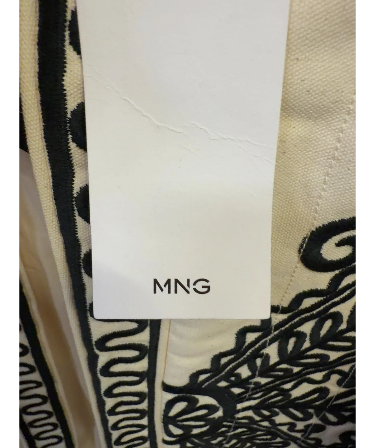 MANGO Cream folk-embroidered open jacket, size UK M — detail