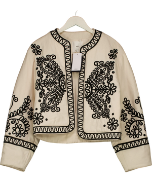 Mango Folk-Embroidered Open Jacket M