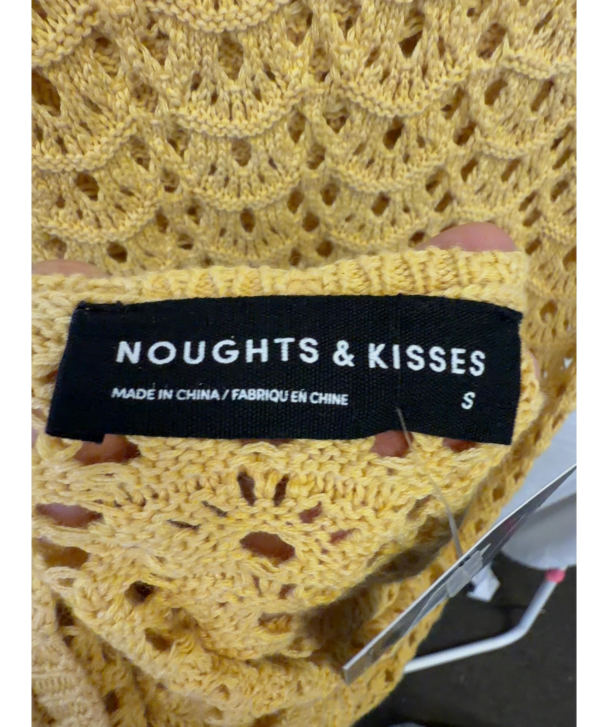 Noughts & Kisses Yellow ADDISON Yellow Crochet Maxi Dress, size UK S — detail