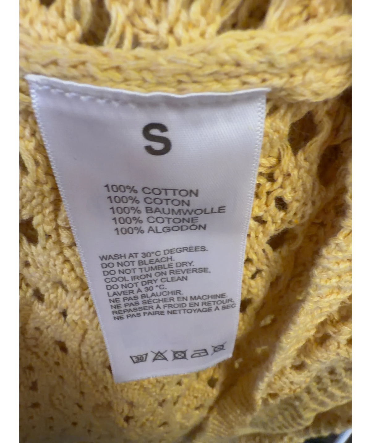 Noughts & Kisses Yellow ADDISON Yellow Crochet Maxi Dress, size UK S — label