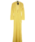 Noughts & Kisses Yellow ADDISON Yellow Crochet Maxi Dress, size UK S — front