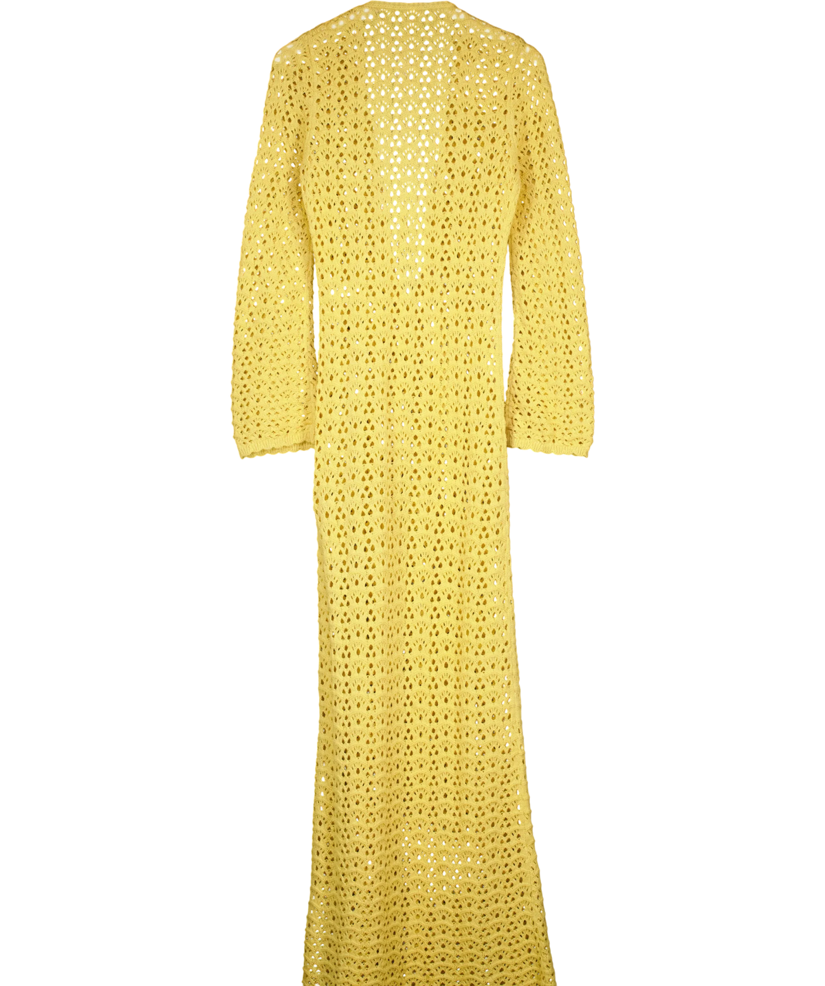 Noughts & Kisses Yellow ADDISON Yellow Crochet Maxi Dress, size UK S — back