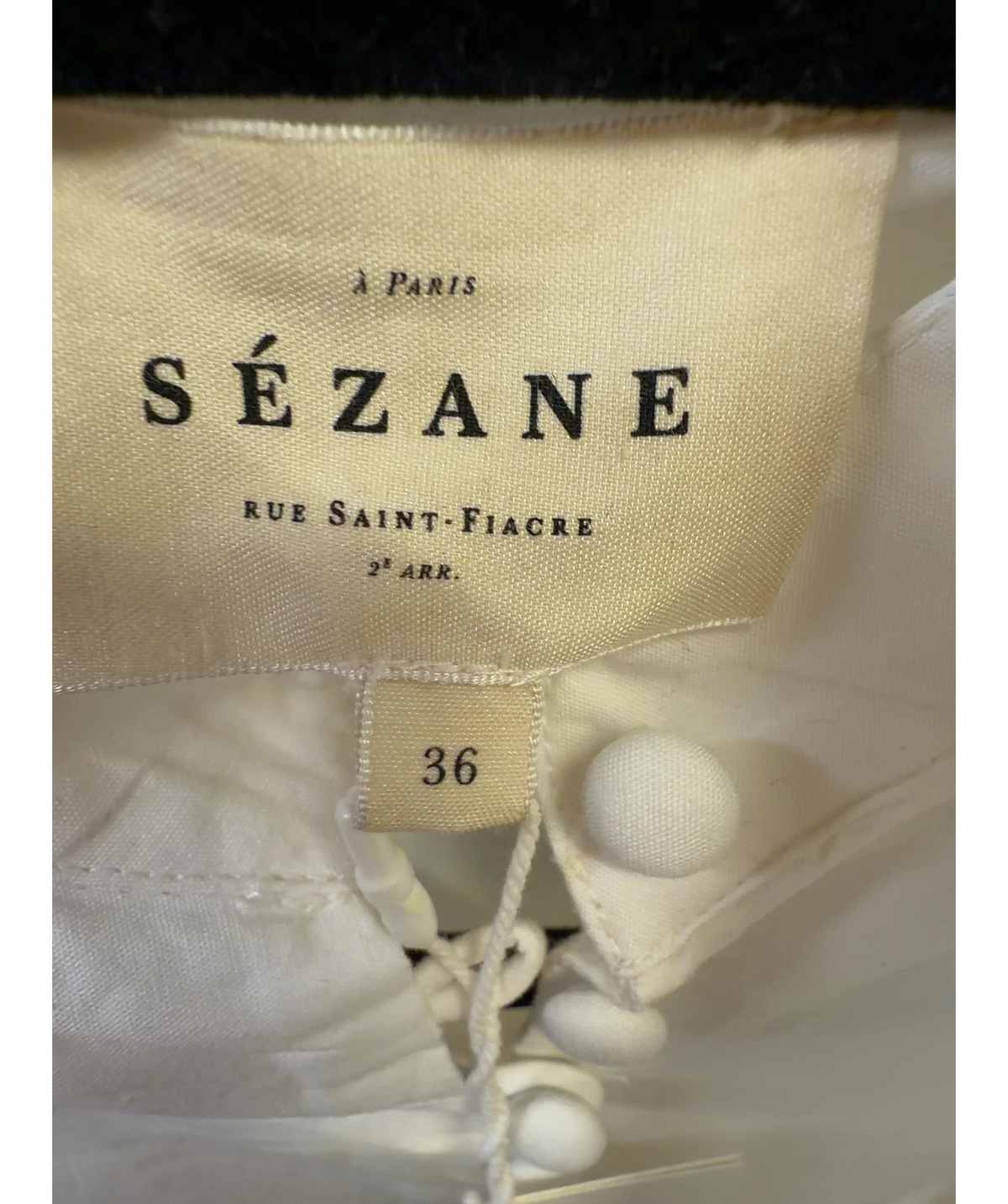SÉZANE Cream Odette Dress, size UK 8 — detail
