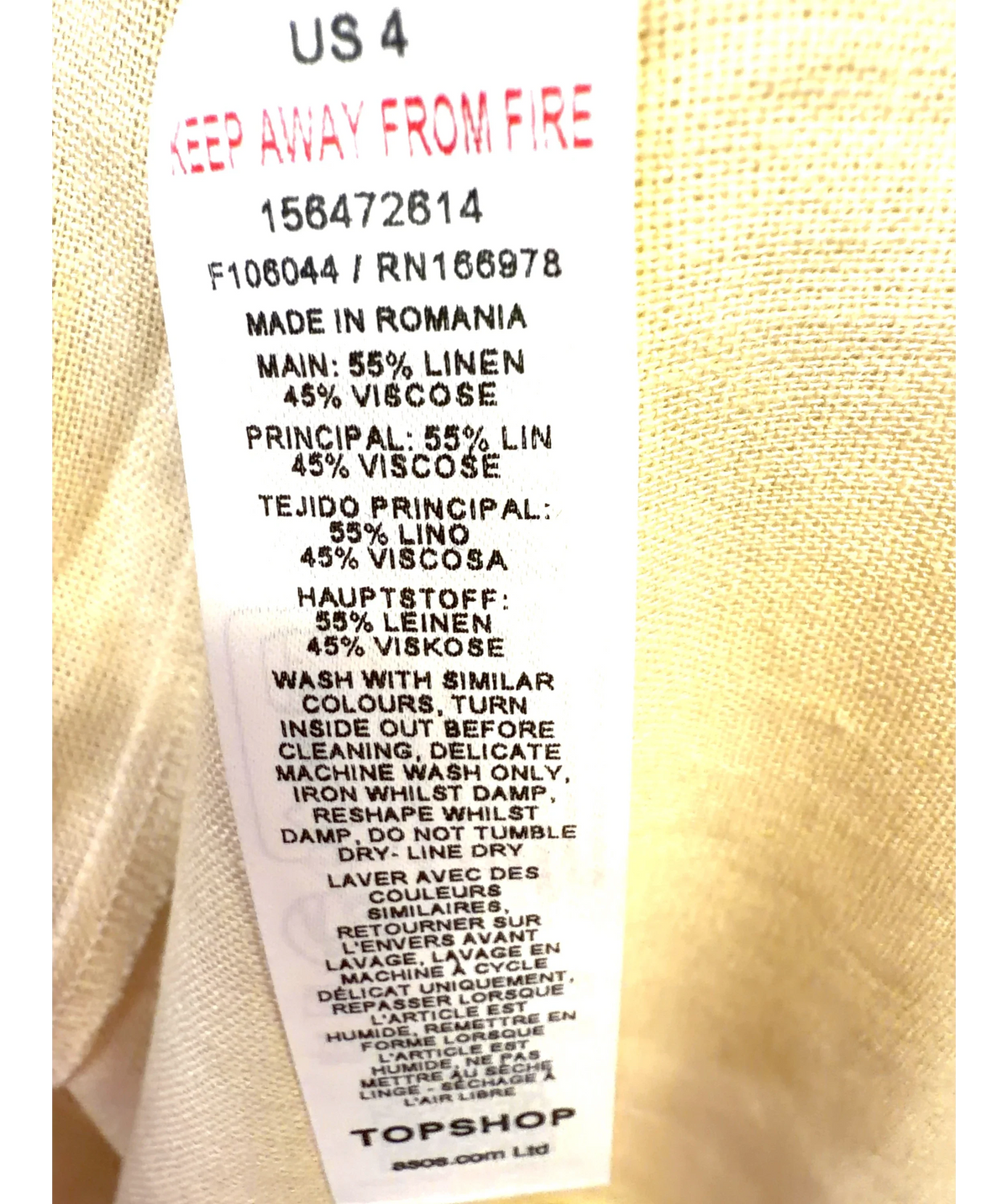 TOPSHOP Beige Colour, size UK 8 — label