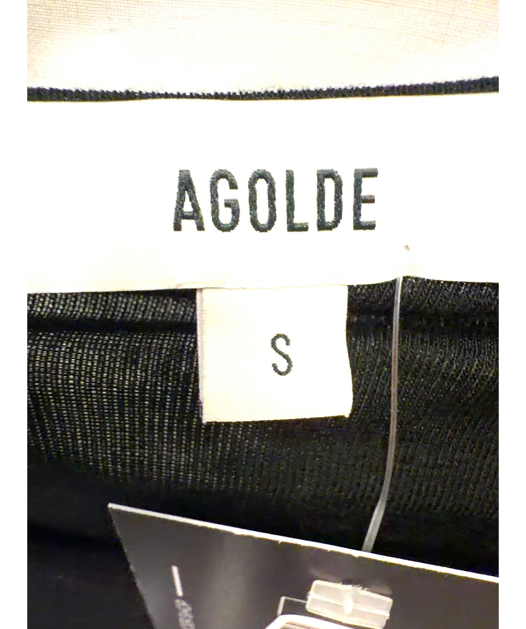 AGOLDE Black Tania Twist Tee, size UK S — detail
