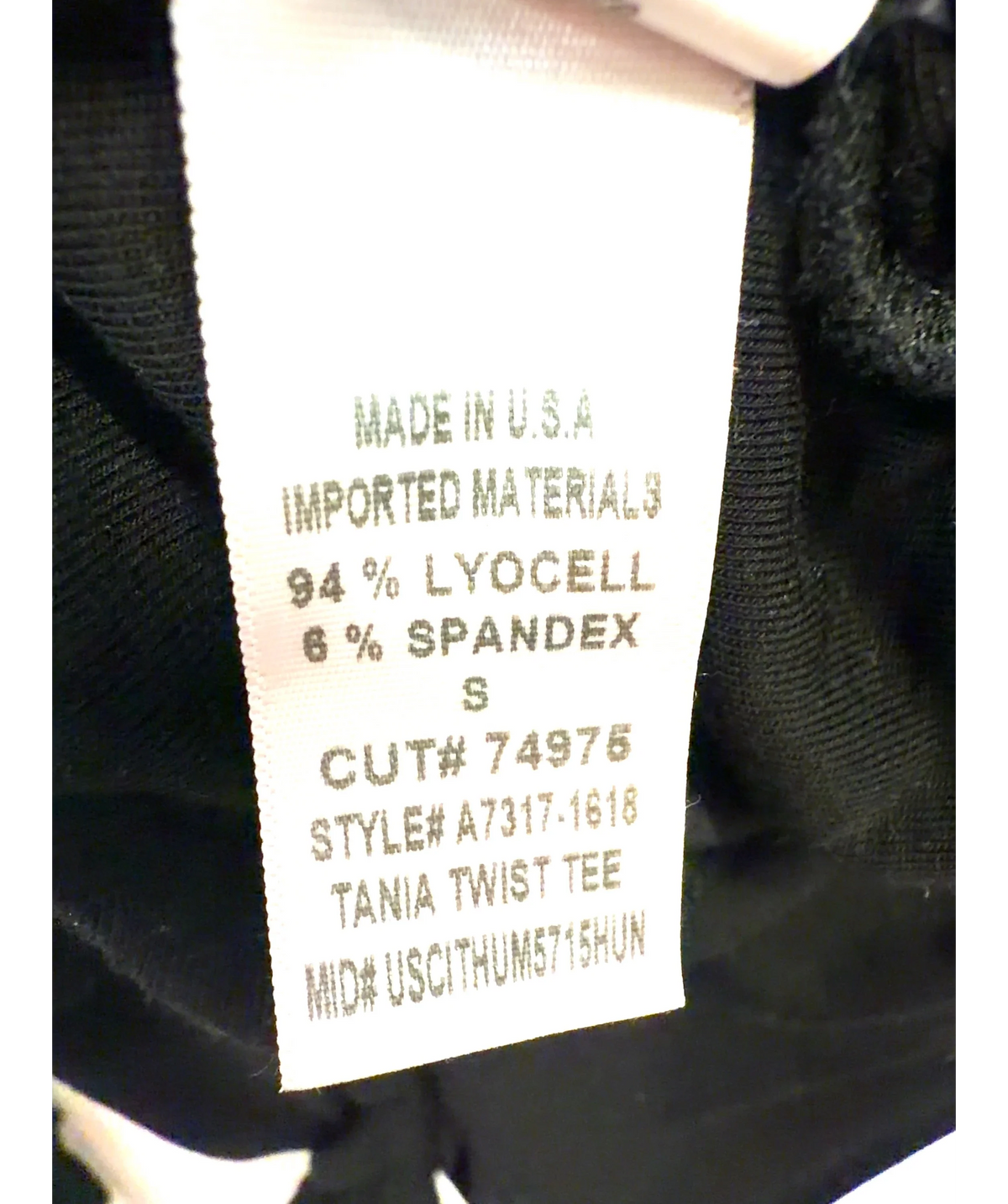 AGOLDE Black Tania Twist Tee, size UK S — label