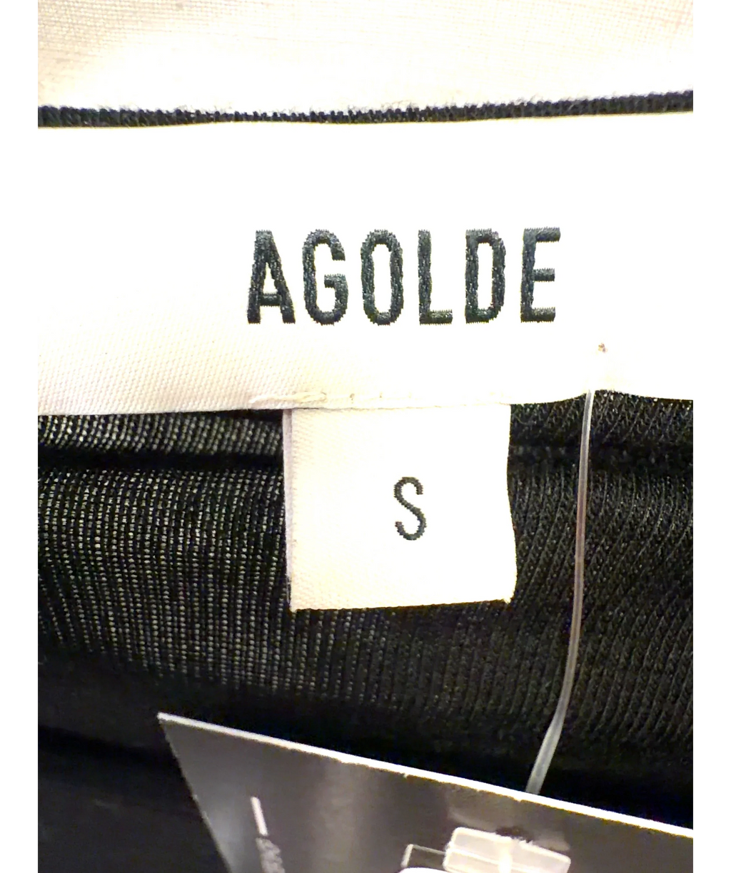 AGOLDE Black Tania Twist Tee, size UK S — care label
