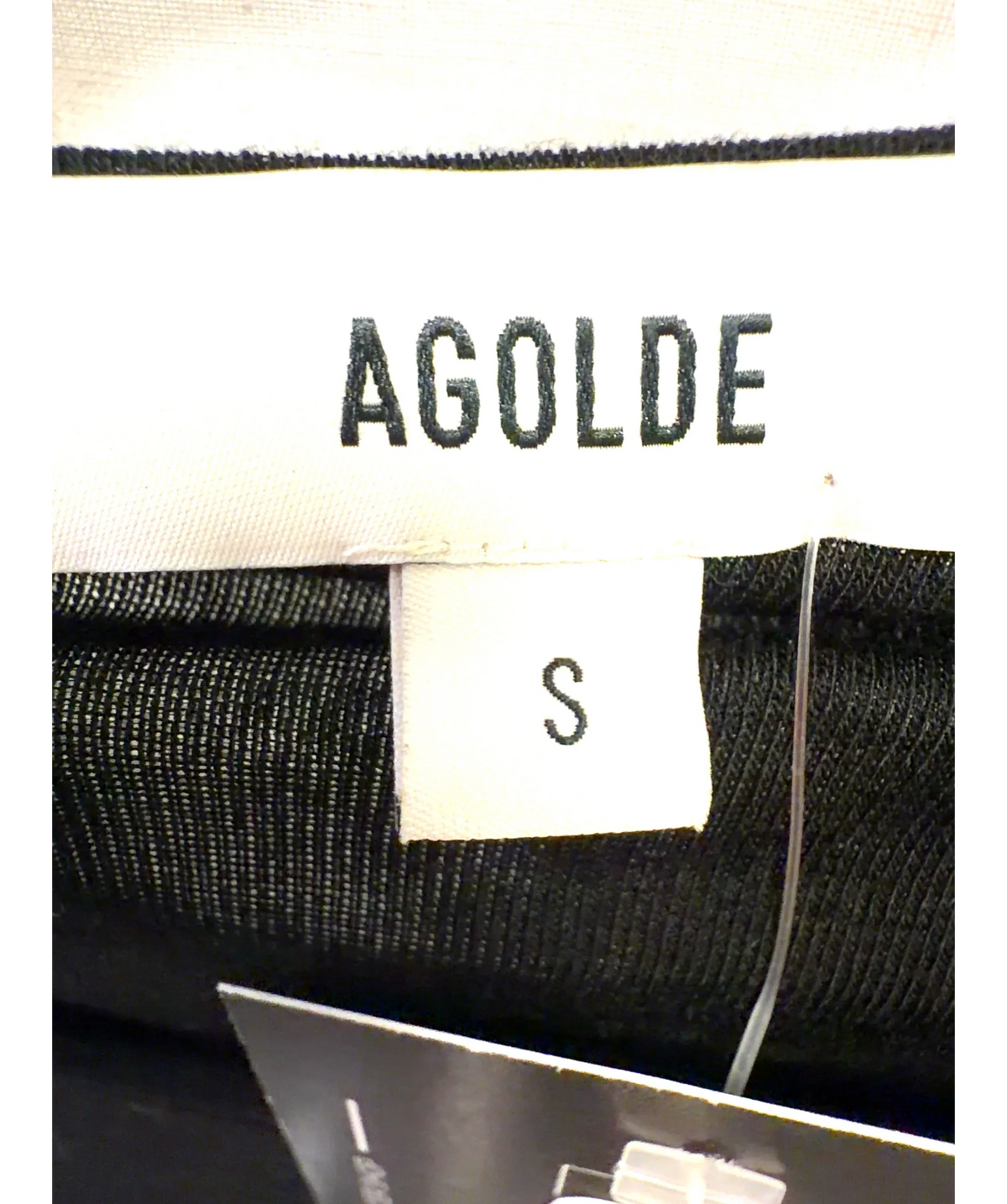 AGOLDE Black Tania Twist Tee, size UK S — care label