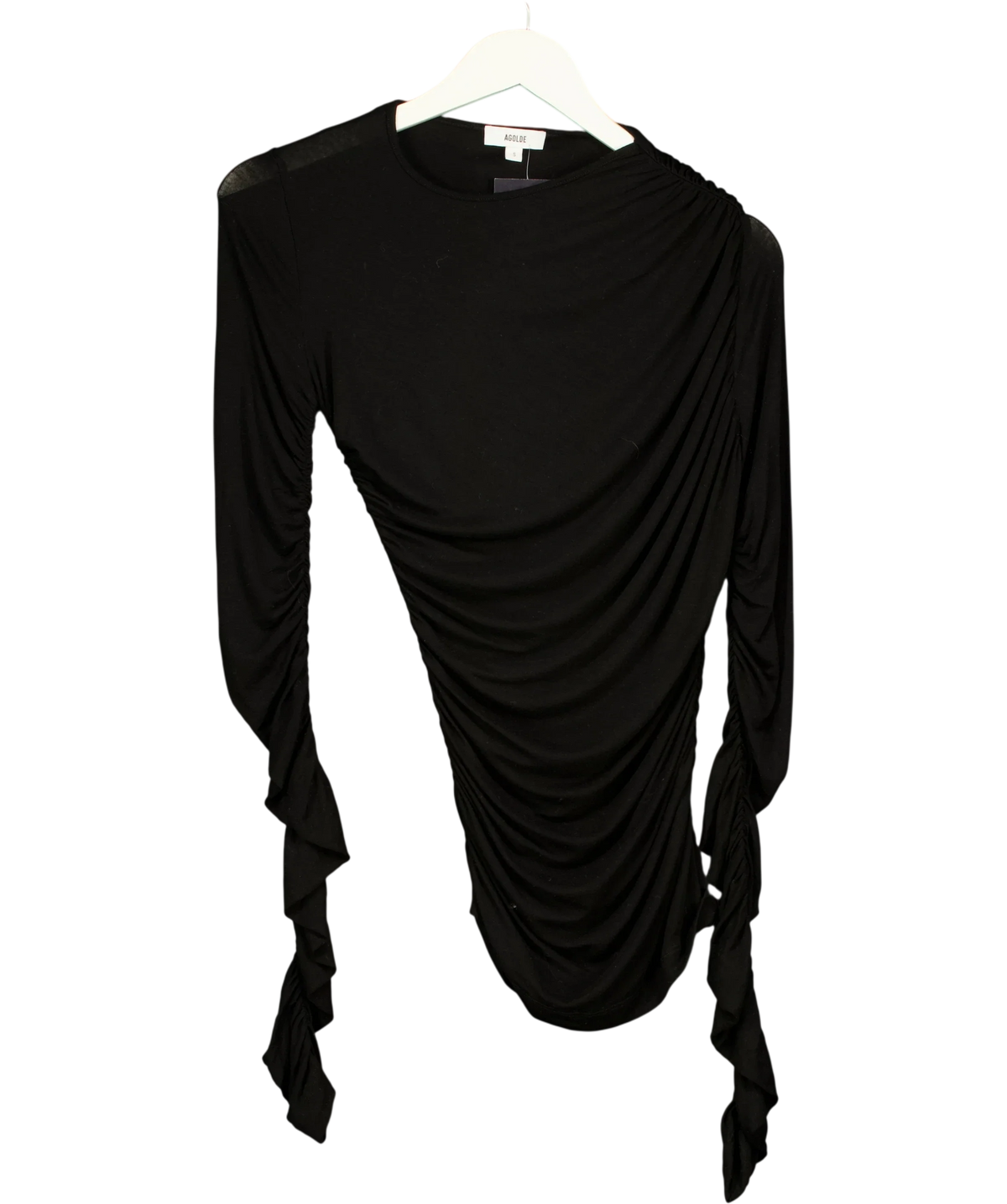 AGOLDE Black Tania Twist Tee, size UK S — front