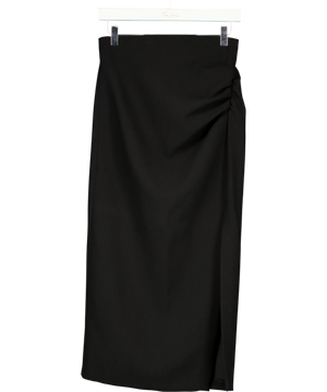 Zara Black Side Slit Midi Skirt Uk S