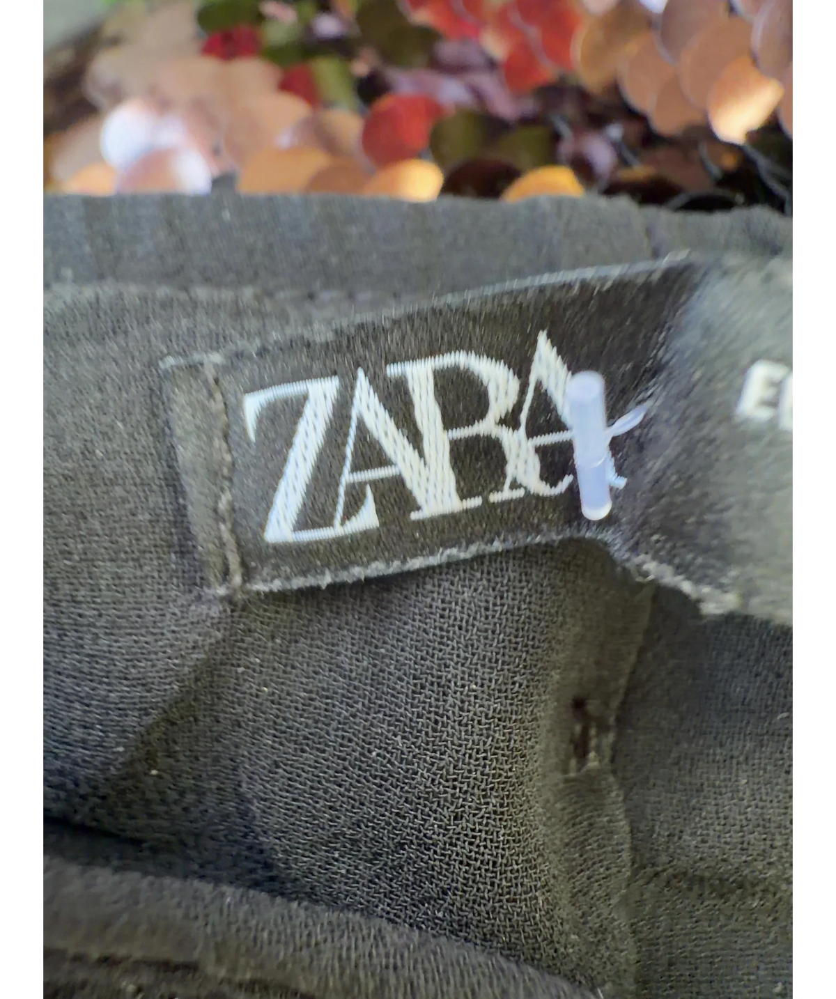 ZARA Brown high-waist sequinned midi skirt, size UK S — detail