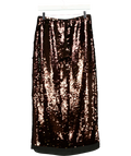 ZARA Brown high-waist sequinned midi skirt, size UK S — front