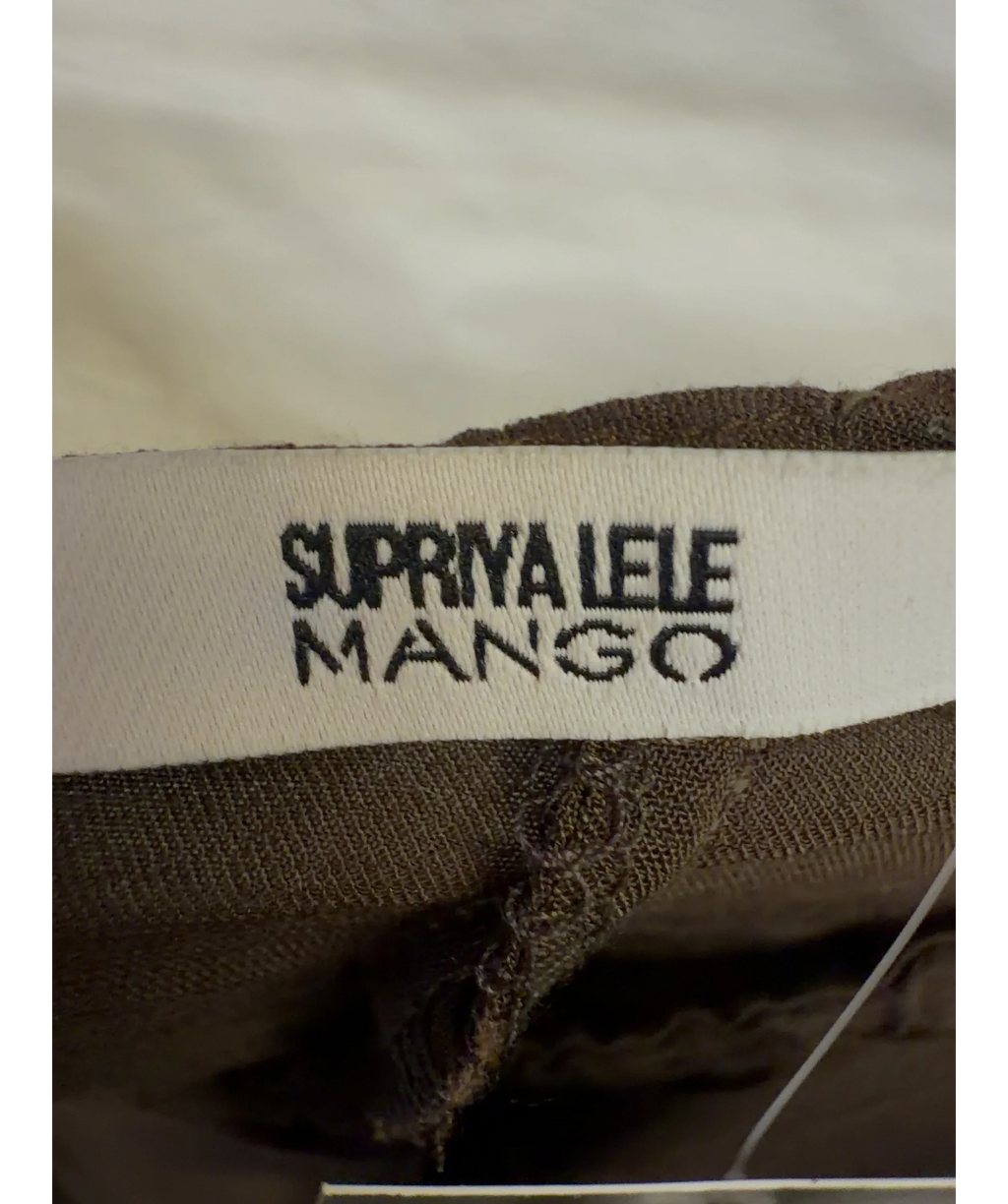 SUPRIYA LELE MANGO Brown Ruffled Front Seam Fluid Maxi Skirt, size UK S — detail