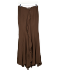 SUPRIYA LELE MANGO Brown Ruffled Front Seam Fluid Maxi Skirt, size UK S — front